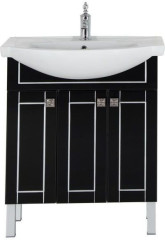 Тумба с раковиной Aquanet Честер 75 черный/серебро