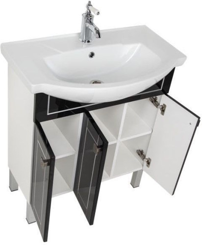 Тумба с раковиной Aquanet Честер 75 черный/серебро