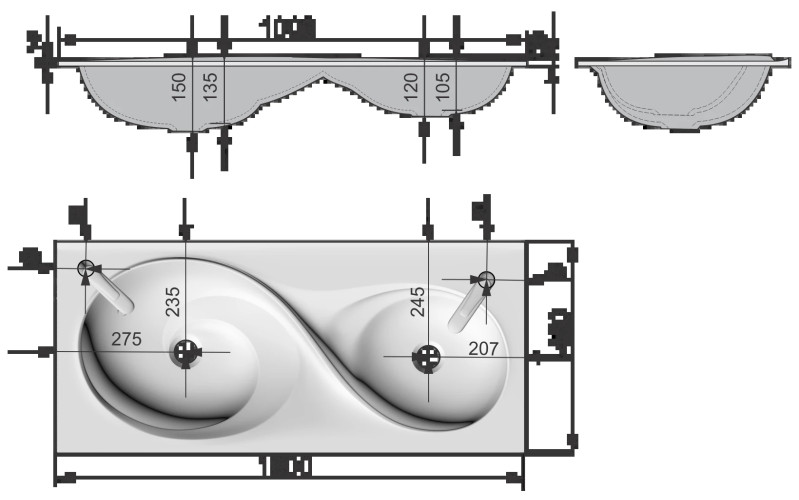 Раковина RAVAL Hotte (Ott.08.100/W)