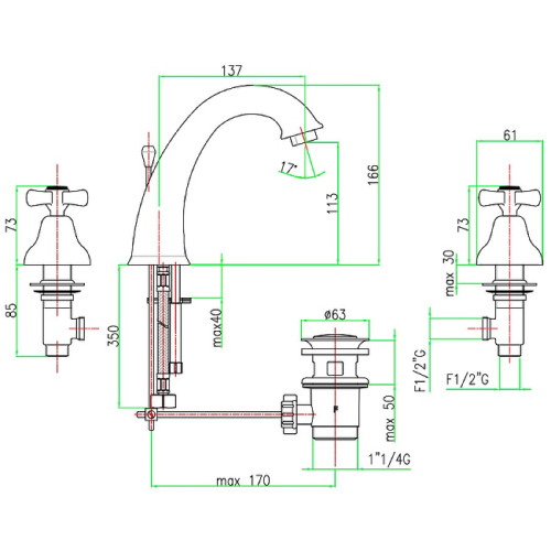Смеситель для раковины Webert Armony AM750101065, бронза
