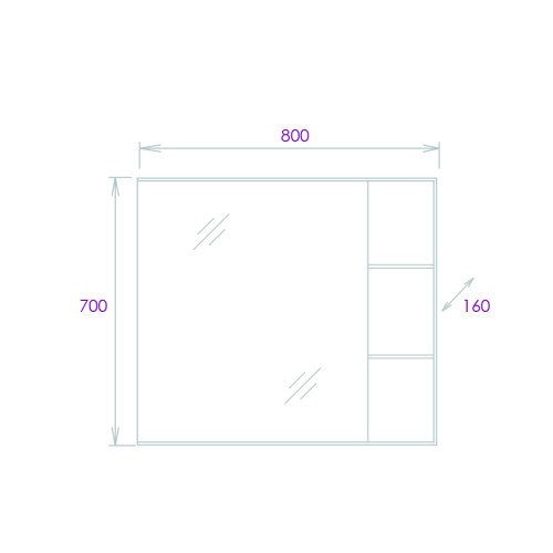 Зеркало-шкаф Onika Легран 80.00 Универсальный, Дуб галифакс (208092)