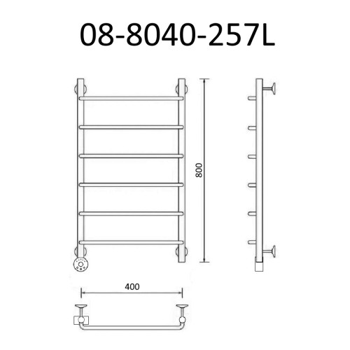 Полотенцесушитель электрический ВИД 8 80х40 левый, эко г/г, Маргроид
