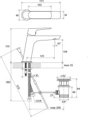 Смеситель для раковины Ravak CLASSIC (Ravak) Керамический картридж со сливным гарнитуром (X070081)