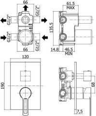 Смеситель для душа Paffoni Ringo RIN019NO/M (с внутренней частью)