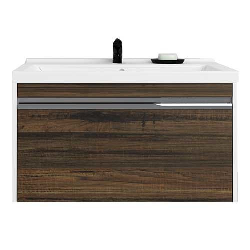 Тумба под раковину AQUATON Капри 80 подвесная, темное дерево (1A230201KPDB0)