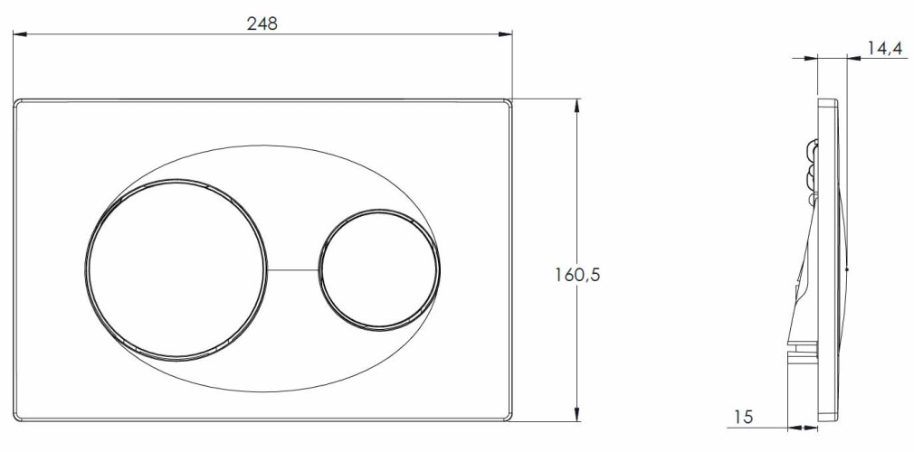Кнопка смыва Azario 24.8х2.9х16 , пластик, цвет Хром глянцевый (AZ-8200-0011)