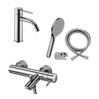 Комплект KITLIG022CR120 со смесителем для ванны LIG022CR, смеситель для раковины LIG071CR, душ 110мм 2 режима , LIGHT, хром Paffoni