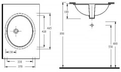 Раковина beWash Balaton овальная врезная под столешницу без отверстия под смеситель цвет белый глянец размер 465 мм 91461001