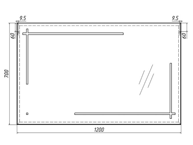 Зеркало Ray 120 black с подсветкой Sansa
