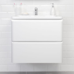 Комплект тумба подвесная Roberto 70 (700х453х606) с раковиной Adel 70, белый глянец (315212)