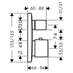 PuraVida Термостат с запорным вентилем, СМ, хром