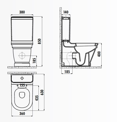 CREAVIT ANTIK Унитаз с биде AN360 напольный