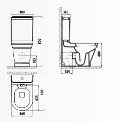 CREAVIT ANTIK Унитаз с биде AN360 напольный