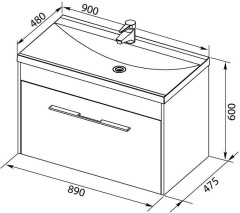 Тумба с раковиной Aquanet Августа 90 белый (ручка хром, раковина Нота)