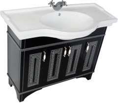 Тумба с раковиной Aquanet Валенса 110 черный краколет/серебро