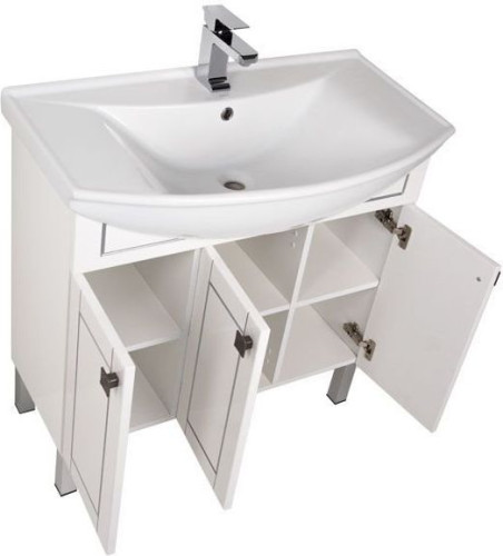 Тумба с раковиной Aquanet Честер 85 белый/серебро