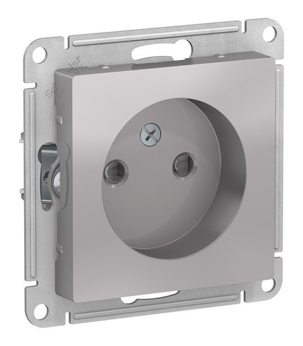 Розетка без заземления со шторками, 16А, механизм, АЛЮМИНИЙ Schneider Electric ATLASDESIGN ATN000349
