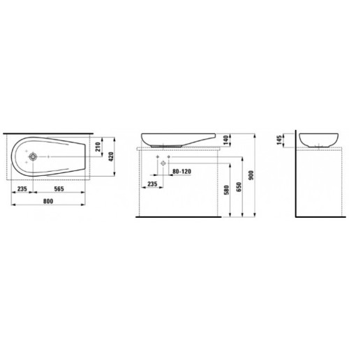 Раковина-чаша Laufen Alessi 80, белая (8.1897.3.400.112.1)