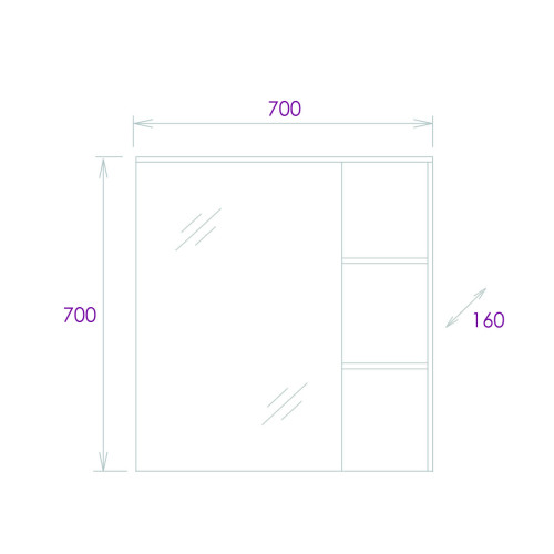 Зеркало-шкаф Onika Легран 70.00 Универсальный, Дуб галифакс (207036)