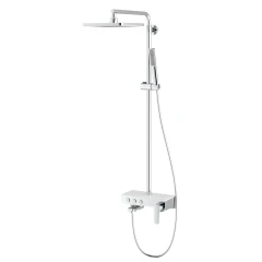 Душевая стойка Teska Niagara с изливом, упаравление кнопками, белое стекло