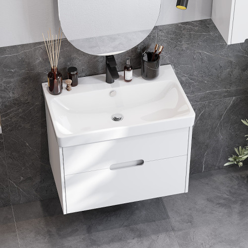 Тумба под раковину Aquaton Оливия 70 подвесная, цвет белый матовый (1A254301OL010)