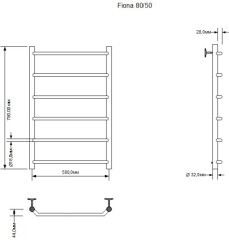 Полотенцесушитель электрический Aquanet Fiona 80х50 Тэн слева