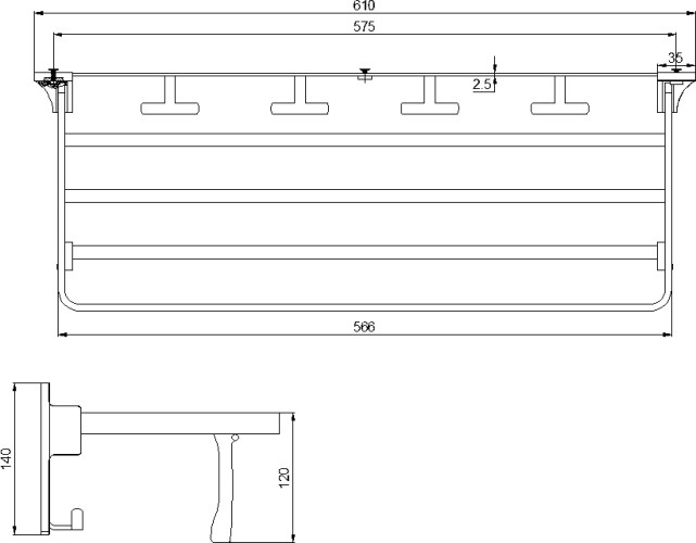 Полка для полотенец (4-я) 61см. RUSH Edge (ED77622)