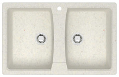 Кухонная мойка AZARIO Elmas 780х500х190 двойная, искусственный мрамор, цвет хлопок (CS00079898)