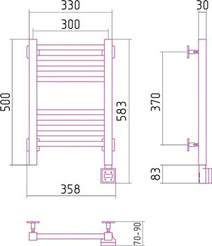Электрический полотенцесушитель Сунержа Модус 500х300 скрытый монтаж