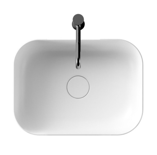 Alice Unica, накладная прямоугольная раковина с закругленными краями 50x37x16h см, цвет белый глянцевый