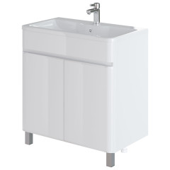 Комплект тумба напольная Итана Roberto 80 (795х455х850) с раковиной Adel 80, белый глянец (295461)