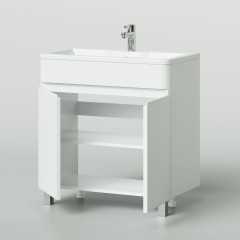 Комплект тумба напольная Итана Roberto 80 (795х455х850) с раковиной Adel 80, белый глянец (295461)
