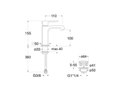 Смеситель для раковины CRISTINA QUADRI S QS22046
