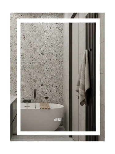 Зеркало Континент Verte Led 600х800 с часами, датчиком движения