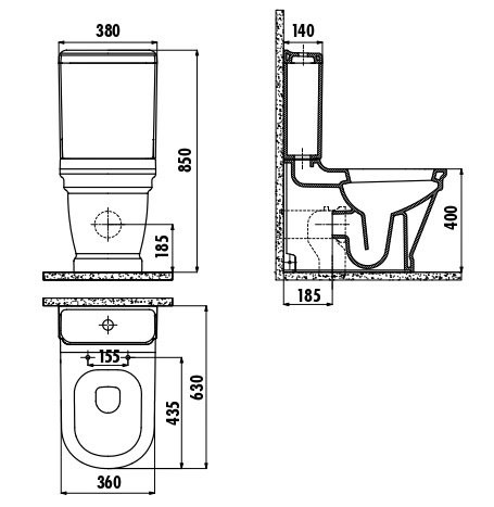 CREAVIT ANTIK Унитаз напольный ДЕКОР ЗОЛОТО
