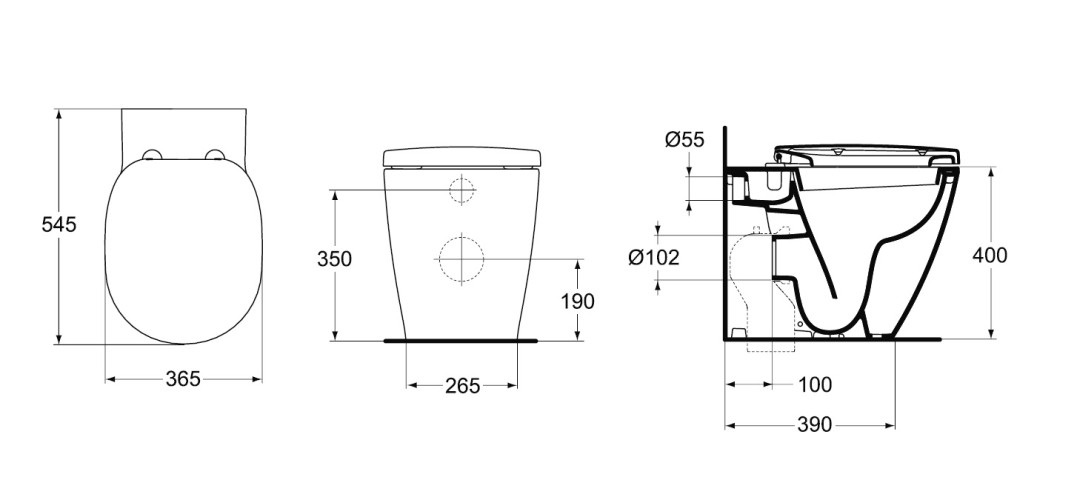 E803401 CONNECT Напольный пристенный унитаз-соло (под скрытый бачок)