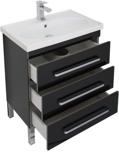 Тумба с раковиной Aquanet Сиена 70 черный (напольный 3 ящика)
