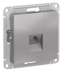 Розетка телефонная RJ11, механизм, АЛЮМИНИЙ Schneider Electric ATLASDESIGN ATN000381