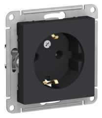 Розетка с заземлением со шторками, 16А, механизм, КАРБОН Schneider Electric ATLASDESIGN ATN001045