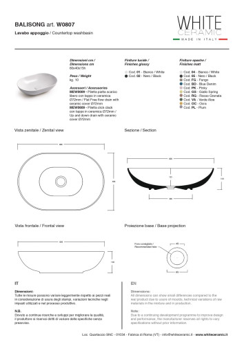 White Ceramic Balisong, накладная овальная раковина 60x40x15h см, цвет оранжевый матовый