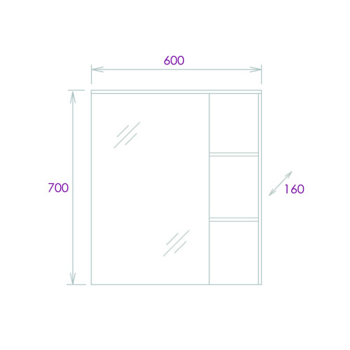 Зеркало-шкаф Onika Легран 60.00 Универсальный, Дуб галифакс (206071)