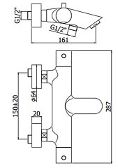 Смеситель для ванны Paffoni Light термостатический, короткий излив, черный матовый (LIQ022NO)