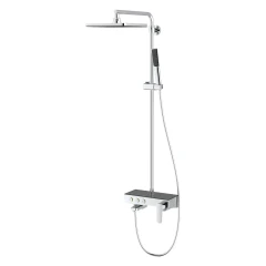 Душевая стойка Teska Niagara с изливом, упаравление кнопками, черное стекло