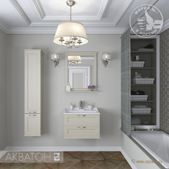 Пенал подвесной AQUATON Леон с корзиной для белья, дуб бежевый (1A186503LBPR0)