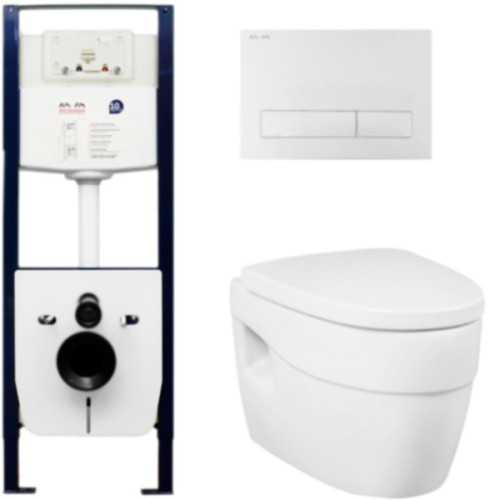 Комплект унитаза AM PM Bliss L C531738SC c инсталляцией I012702 и клавишей I014101