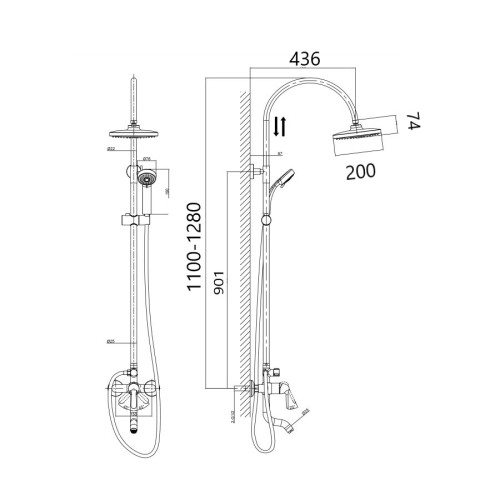 Душевая система D&K Rhein DA1343701C11, хром