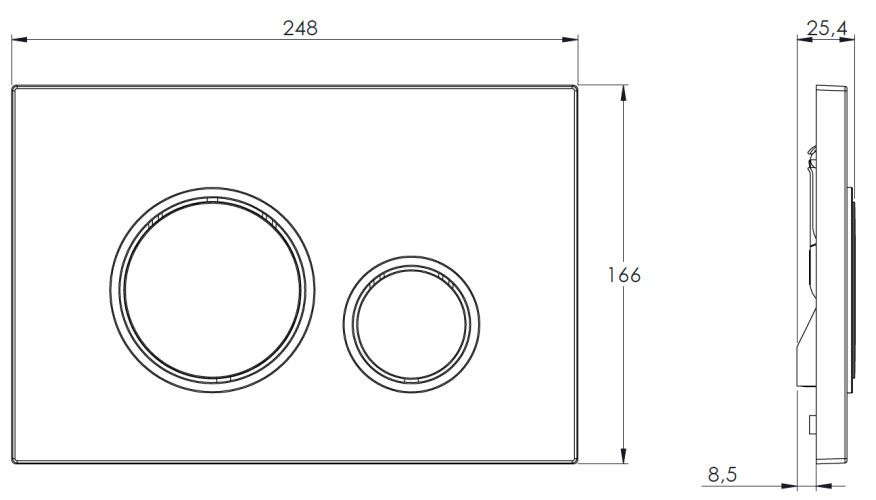 Кнопка смыва Azario 24.8х2.5х16.6 , пластик, цвет Белый/Хром (AZ-8200-0045)