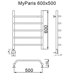 Полотенцесушитель электрический MYFREA My Paris 60/50 левый тэн