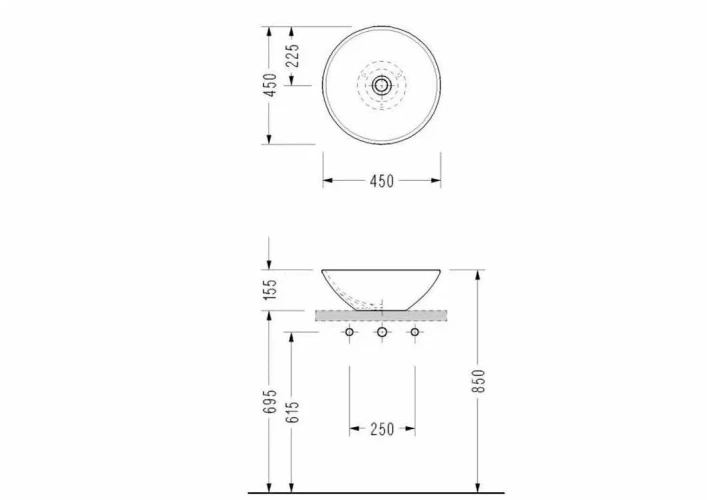 Раковина Serel на столешницу 450х450х155