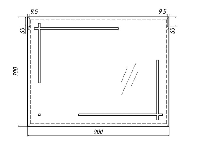 Зеркало Ray 90  black с подсветкой Sansa